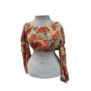 Sadie & Sage Floral Poet Top – Boho Cottagecore Off Shoulder‎ Blouse (S)